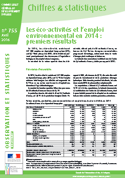 statistiques 2014 de l'emploi environnemental