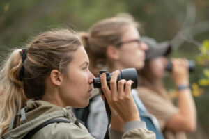 Collégiens découvrant la nature lors d'une activité d'observation de la biodiversité