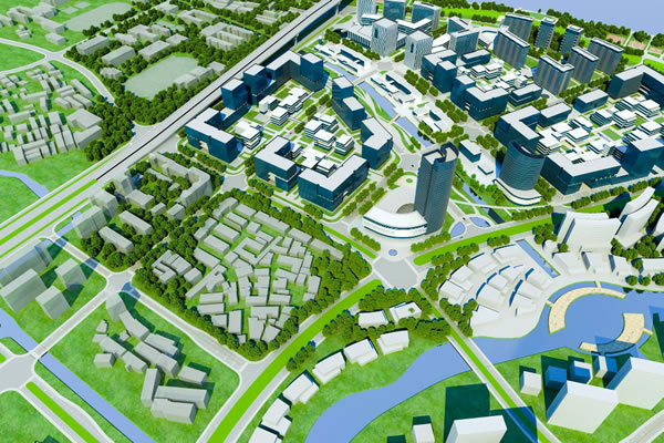 vue urbaine illustrant l'innovation et la transition des territoires
